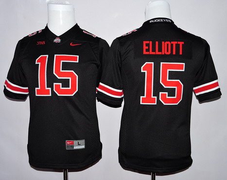 Youth Ohio State Buckeyes #15 Ezekiel Elliott Blackout College Football Nike Limited Jersey