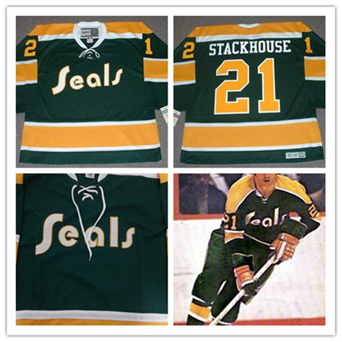 Men's California Golden Seals #21 RON STACKHOUSE 1970 CCM Vintage Throwback NHL Jersey