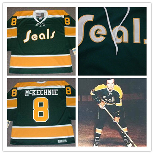 Men's California Golden Seals #8 WALT McKECHNIE 1972 CCM Vintage Throwback NHL Jersey
