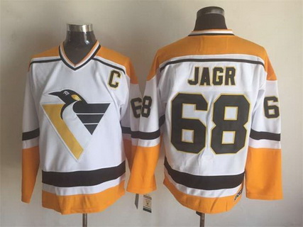 Men's Pittsburgh Penguins #68 Jaromir Jagr 1992-93 White CCM Vintage Throwback Jersey