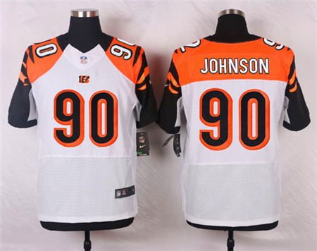 Men's Cincinnati Bengals #90 Michael Johnson White Road Elite Jersey