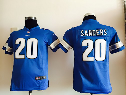 Youth Detroit Lions Retired Player #20 Barry Sanders Previous Style Light Blue NFL Nike Game Jersey