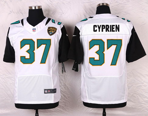 Men's Jacksonville Jaguars #37 John Cyprien White Road NFL Nike Elite Jersey