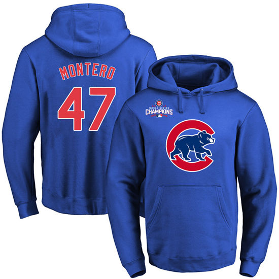 Men's Chicago Cubs #47 Miguel Montero Royal Primary Logo Pullover Hoodie