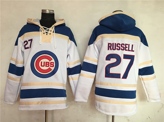 Men's Chicago Cubs #27 Addison Russell White Home  Stitched MLB Baseball Hoodie