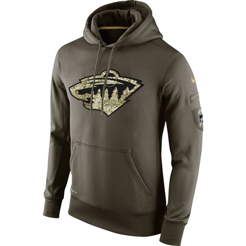 Men's Minnesota Wild Nike Olive Green Salute To Service NHL KO Performance Hoodie