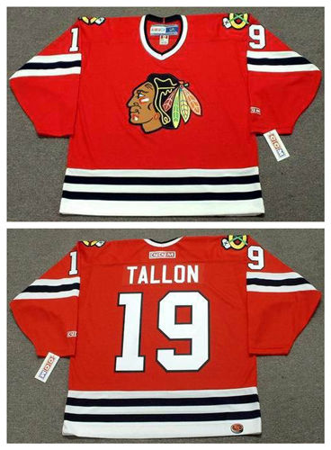 Men's Chicago Blackhawks #19 DALE TALLON 1975 CCM Throwback Home Red Hockey Jersey