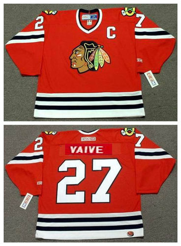Men's Chicago Blackhawks Throwback Plyer #27 RICK VAIVE CCM Vintage Throwback RED Jersey