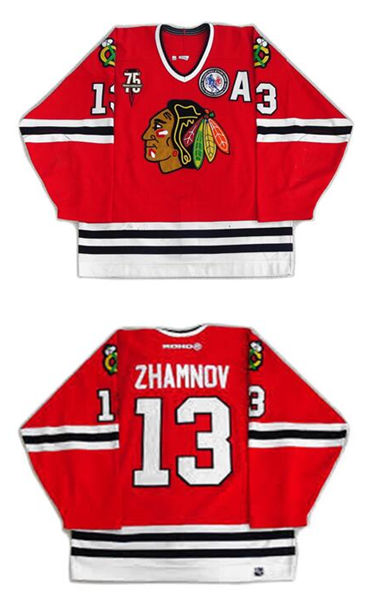 Men's Chicago Blackhawks #13 ALEX ZHAMNOV 2002 CCM Throwback Home NHL Hockey Jersey