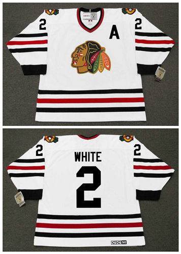 Men's Chicago Blackhawks #2 BILL WHITE1970 CCM Vintage Throwback NHL Hockey Jersey
