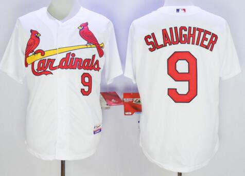 Men's St. Louis Cardinals Retired Player #9 Enos Slaughter White Cool Base Baseball Jersey
