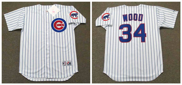 Men's Chicago Cubs #34 KERRY WOOD 2003 Home White Throwback Baseball Jersey