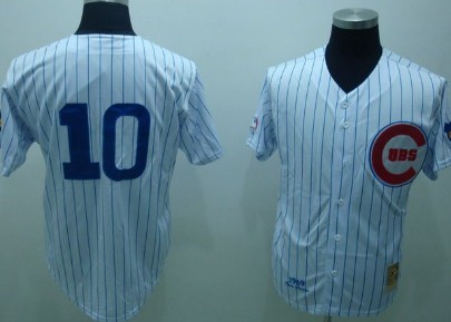 Men's Chicago Cubs #10 Ron Santo 1969 White Mitchell & Ness Throwback Jersey