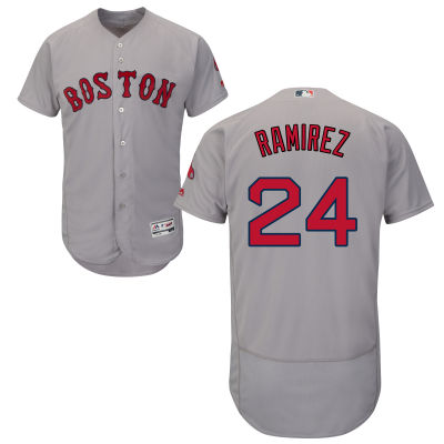 Men's Boston Red Sox Retired Player #24 Manny Ramirez Gray Road Cool Base Baseball Jersey