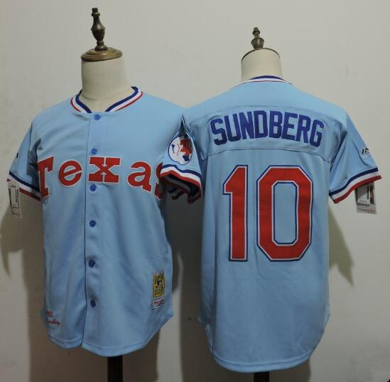 Men's Texas Rangers #10 JIM SUNDBERG Light Blue 1982 Cooperstown Throwback Mitchell & Ness Jersey