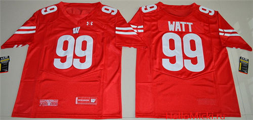 Men's Wisconsin Badgers #99 J. J. Watt Red Stitched College Football Under Armour NCAA Jersey Men's Wisconsin Badgers #99 J. J. Watt Red Stitched College Football Under Armour NCAA Jersey