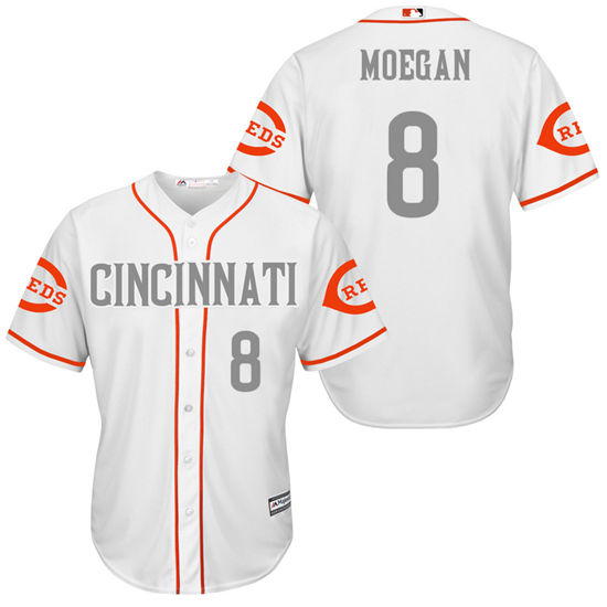 Men's Cincinnati Reds Retired Player #8 Joe Morgan White/Gray Turn Back the Clock Throwback Authentic Player Jersey