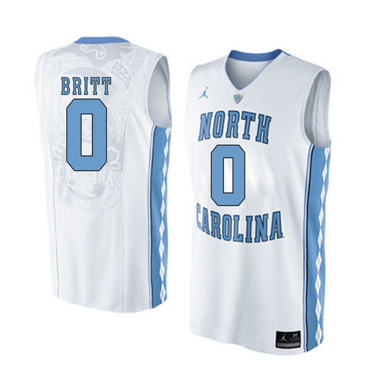 Men's North Carolina Tar Heels Nate Britt 0 White Soul Swingman Basketball Jersey