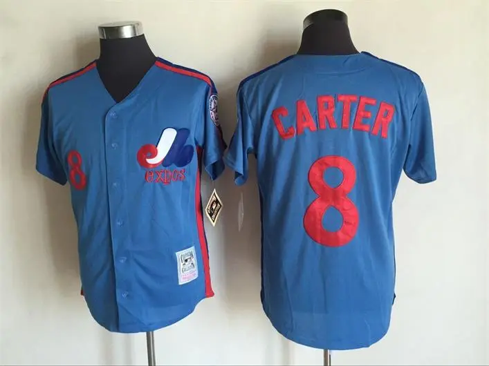 Mitchell&Ness Montreal Expos #8 Gray Carter Blue Throwback Jersey