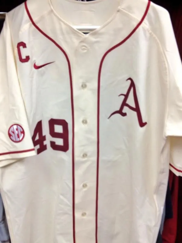 Mens Youth Arkansas Razorbacks Custom Nike Cream Stripes College Baseball Jersey