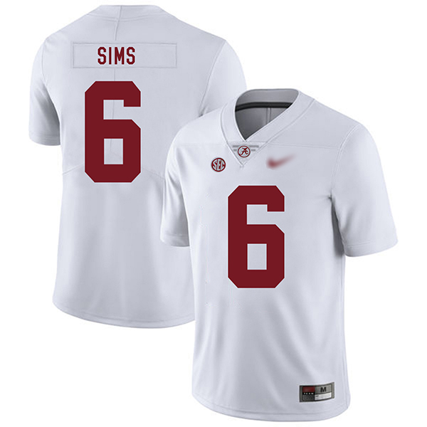 Blake Sims Alabama Crimson Tide Men's Jersey - #6 NCAA White Game Authentic