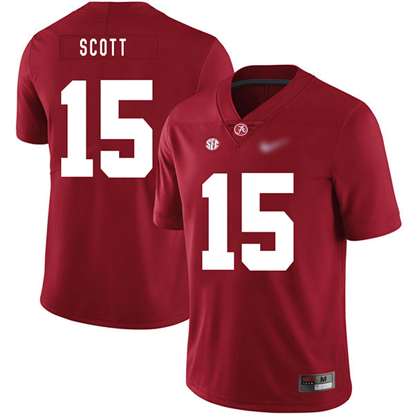 JK Scott Alabama Crimson Tide Men's Jersey - #15 NCAA Red Game Authentic