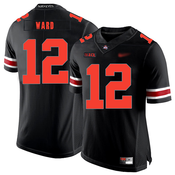 Men's Youth Ohio State Buckeyes #12 Denzel Ward Blackout Football Jersey