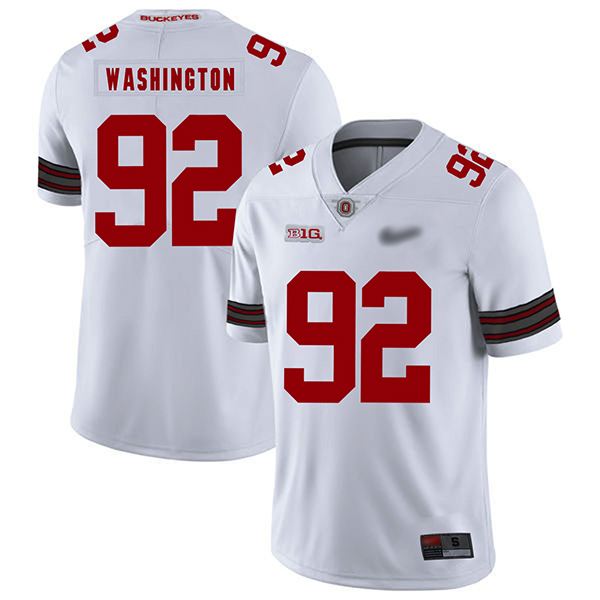 Adolphus Washington Ohio State Buckeyes Men's Jersey - #92 NCAA White Replica Authentic
