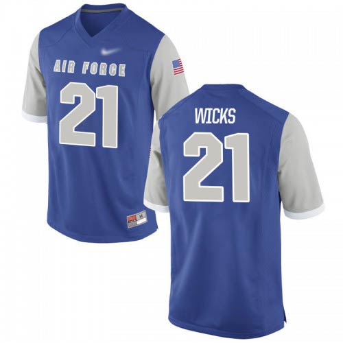 DMorea Wicks Air Force Falcons Mens Jersey - #21 NCAA Royal Game