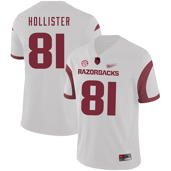 Cody Hollister Arkansas Razorbacks Men's Jersey - #81 NCAA White Game Authentic