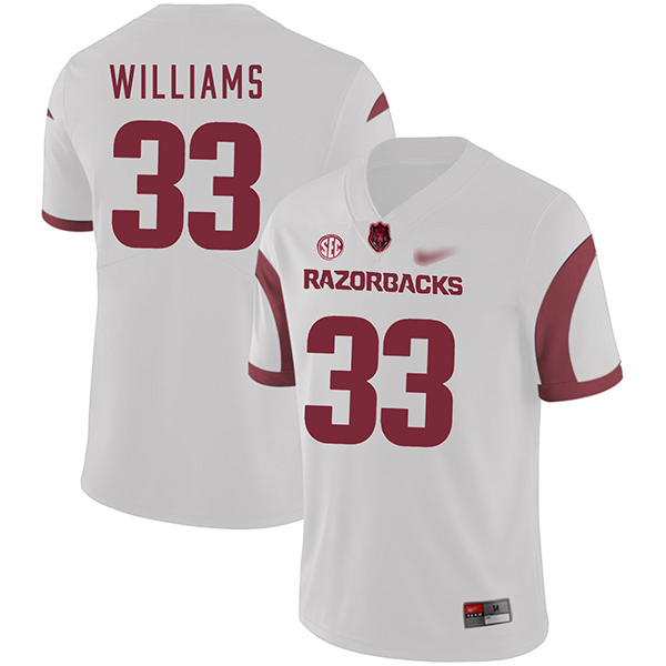 David Williams Arkansas Razorbacks Men's Jersey - #33 NCAA White Game Authentic