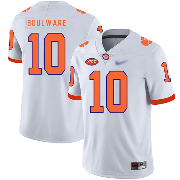 Mens Clemson Tigers #10 Ben Boulware Nike White College Football Game Jersey