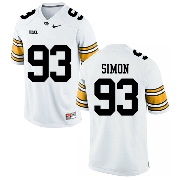 Brandon Simon Iowa Hawkeyes Men's Jersey - #93 NCAA White Stitched Nike Authentic
