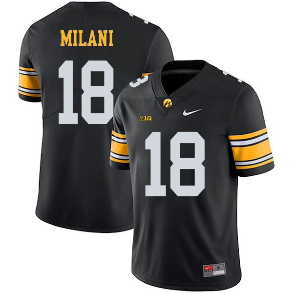 John Milani Iowa Hawkeyes Men's Jersey - #18 NCAA Black Stitched Nike Authentic