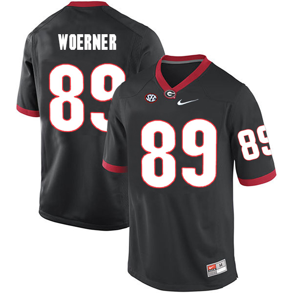 Charlie Woerner Georgia Bulldogs Men's Jersey - #89 NCAA Black Limited Home