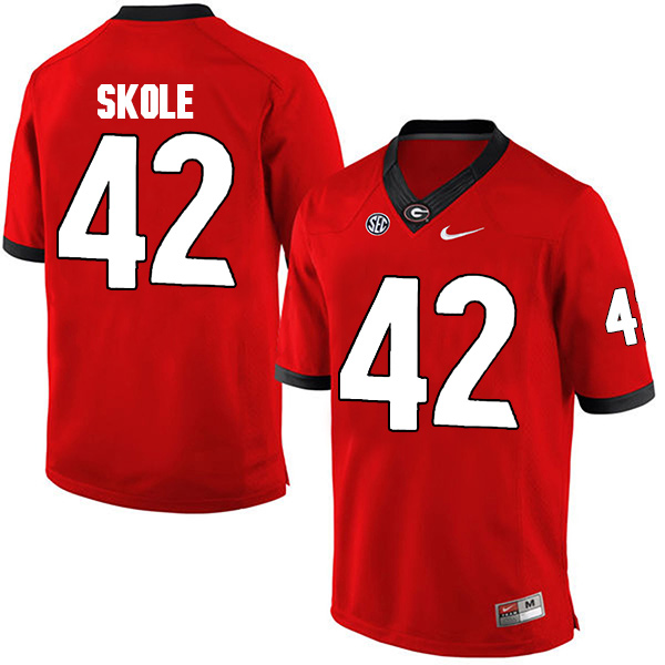 Jake Skole Georgia Bulldogs Men's Jersey - #42 NCAA Red Limited Home