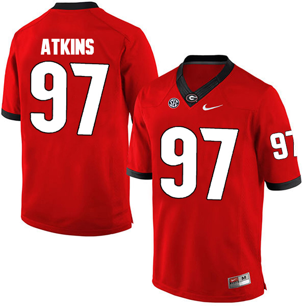 John Atkins Georgia Bulldogs Men's Jersey - #97 NCAA Red Limited Home