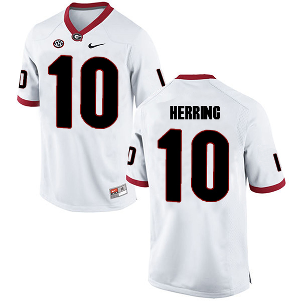 Malik Herring Georgia Bulldogs Men's Jersey - #10 NCAA White Limited Away