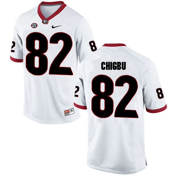 Michael Chigbu Georgia Bulldogs Men's Jersey - #82 NCAA White Limited Away