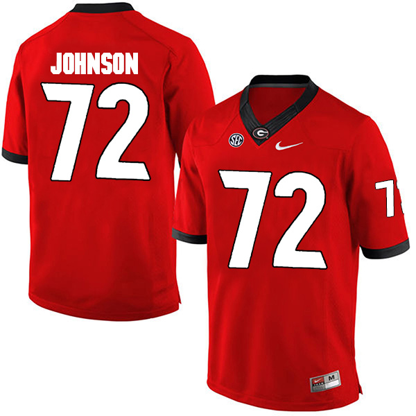Netori Johnson Georgia Bulldogs Men's Jersey - #72 NCAA Red Limited Home
