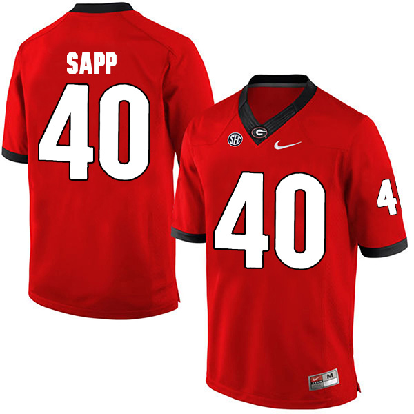 Theron Sapp Georgia Bulldogs Men's Jersey - #40 NCAA Red Limited Home