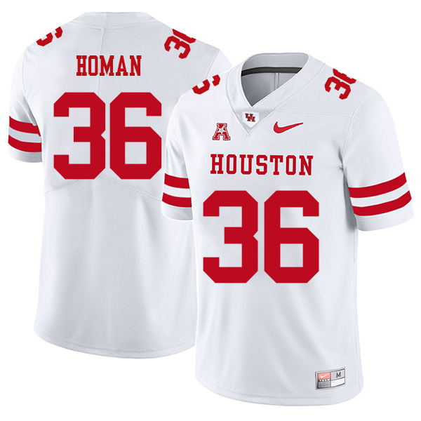 James Homan Houston Cougars Men's Jersey - #36 NCAA White Stitched Authentic
