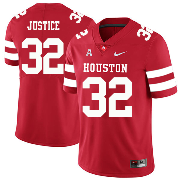Kevrin Justice Houston Cougars Men's Jersey - #32 NCAA Red Stitched Authentic