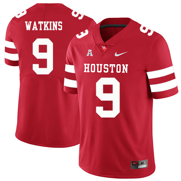 Nick Watkins Houston Cougars Men's Jersey - #9 NCAA Red Stitched Authentic