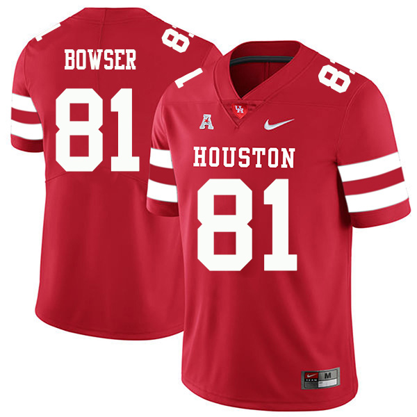Tyus Bowser Houston Cougars Men's Jersey - #81 NCAA Red Stitched Authentic