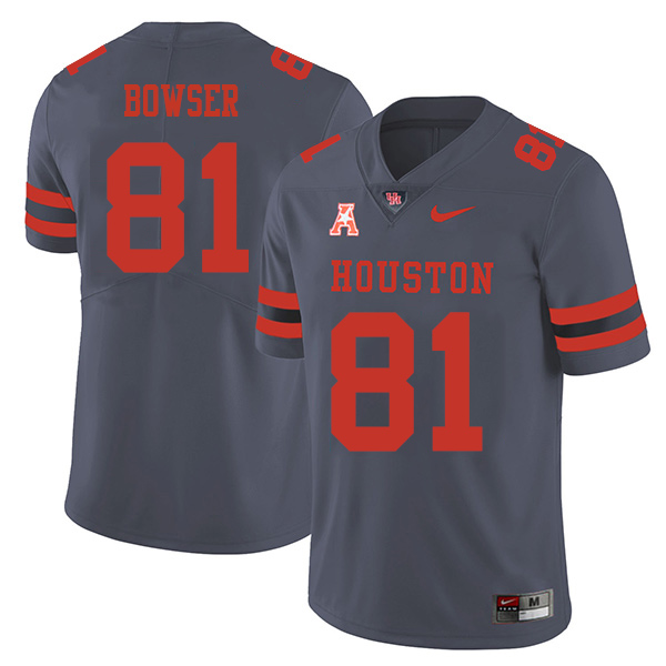 Tyus Bowser Houston Cougars Men's Jersey - #81 NCAA Grey Stitched Authentic