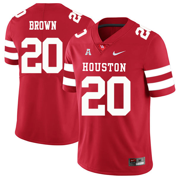 Roman Brown Houston Cougars Men's Jersey - #20 NCAA Red Stitched Authentic