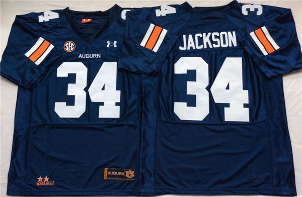 Men's Auburn Tigers #34 Bo Jackson Under Armour Navy Football Jersey Men's Auburn Tigers #34 Bo Jackson Under Armour Navy Football Jersey