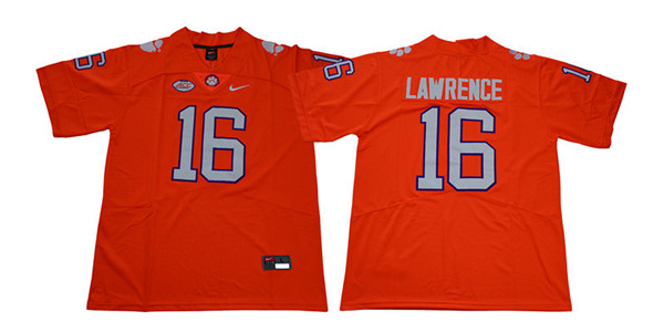 Men's Clemson Tigers #16 Trevor Lawrence Orange Stitched Nike NCAA Football Jersey Men's Clemson Tigers #16 Trevor Lawrence Orange Stitched Nike NCAA Football Jersey