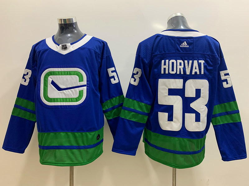 Mens Vancouver Canucks #53 Bo Horva adidas Alternate Blue Third Player Jersey 